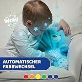 Chicco Kuscheltier Bär, Baby Spielzeug ab Geburt, Teddybär Plüsch, weicher Projektor mit Nachtlicht, Lichteffekten und entspannenden Melodien, Kinderspielzeug 0+ Monate, Hellblau, Kindertag Geschenk