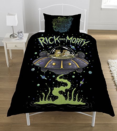 Dreamtex Reversible 135cm x 200cm 52% Polyester Twin Duvet Cover Rick and Morty UFO Spaceship