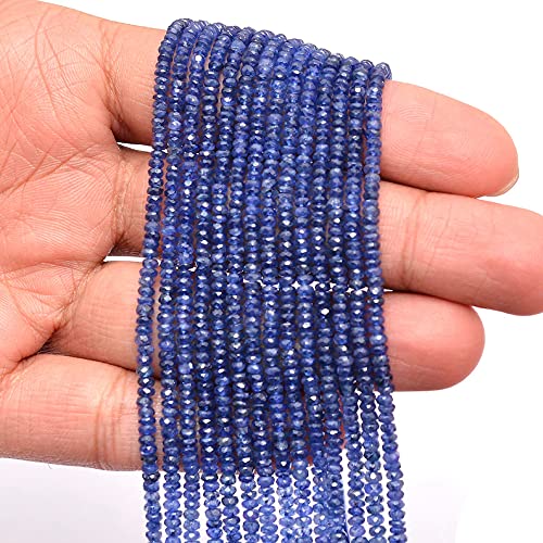 AAA+ fasetowane koraliki rondelle z niebieskim szafirem, koraliki 2,5 mm-3,5 mm, sznurek 40 cm, naturalny niebieski szafir, szlachetny kamień szlachetny, fasetowane koraliki, Kamień szlachetny, Szafir