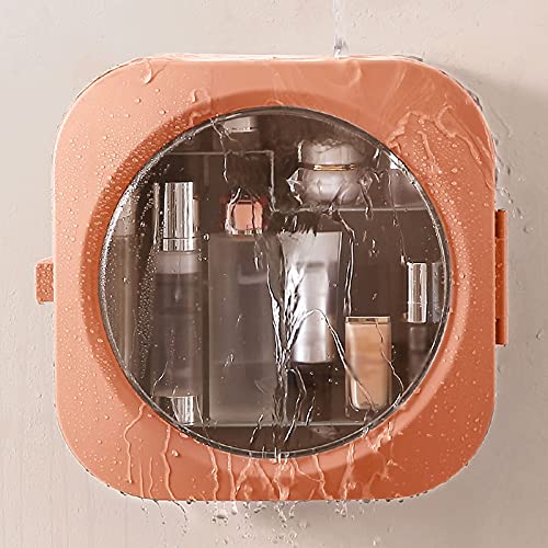Caja para cosméticos, Caja de almacenamiento de cosméticos montada en la pared de plástico | Rosa: Organizador de cosméticos de pared for baño