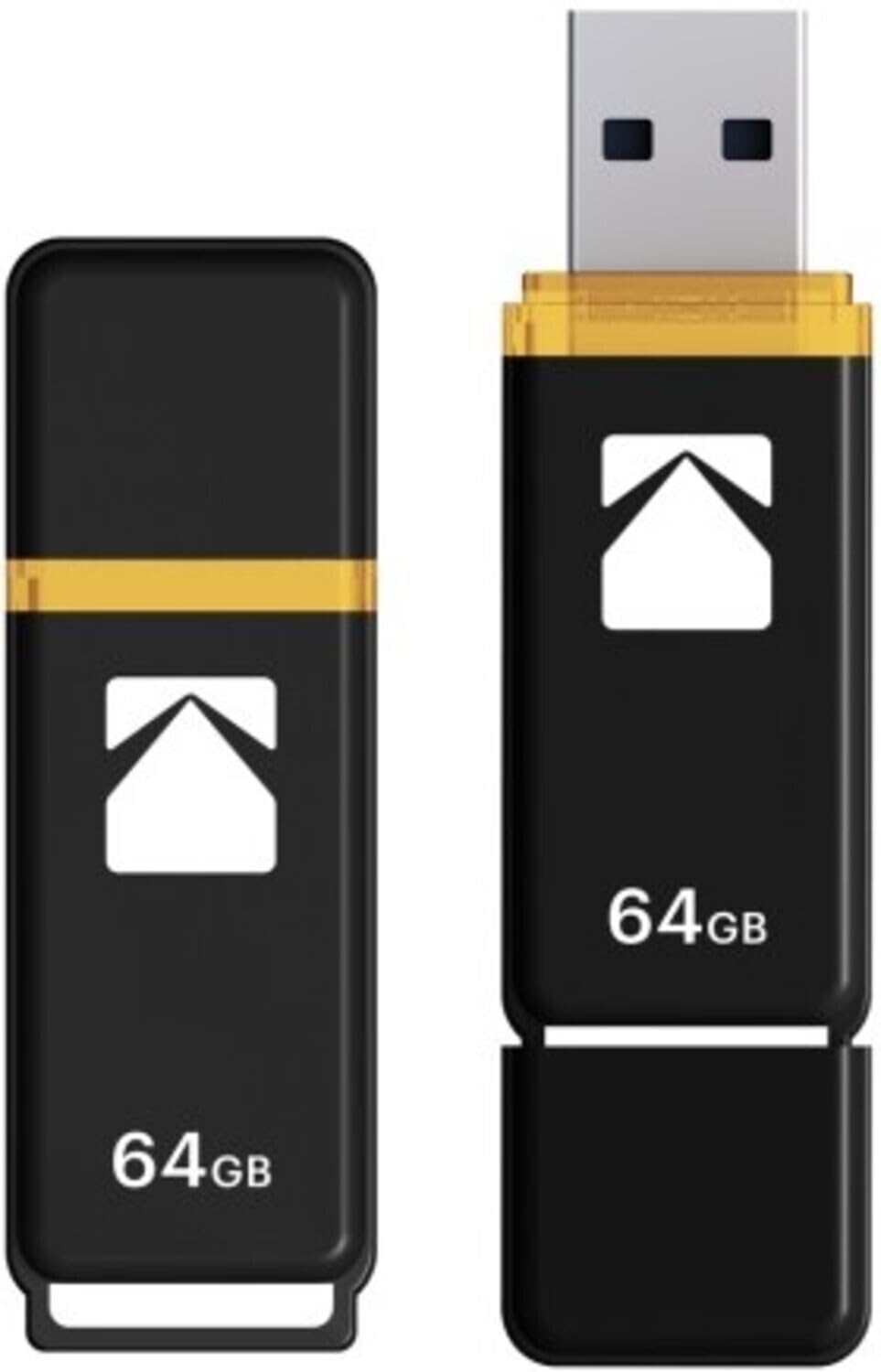 Kodak Classic K100 Cap and Body Series - Interfaz USB 3.2 Gen 1 de 64 GB con velocidad de lectura de hasta 20 MB/s y velocidad de escritura de hasta 10 MB/s (paquete de 20)