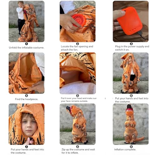 Disfraz Inflable de Dinosaurio para Niños 110-140 cm miniatura 7