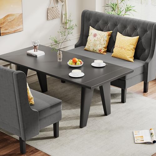 Andeworld Modern Tufted Love Seat Sofa for Dining Room or Entryway, Steel Grey