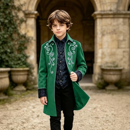 Image of Kids Medieval Steampunk Jacket Boys Victorian Renaissance Tailcoat