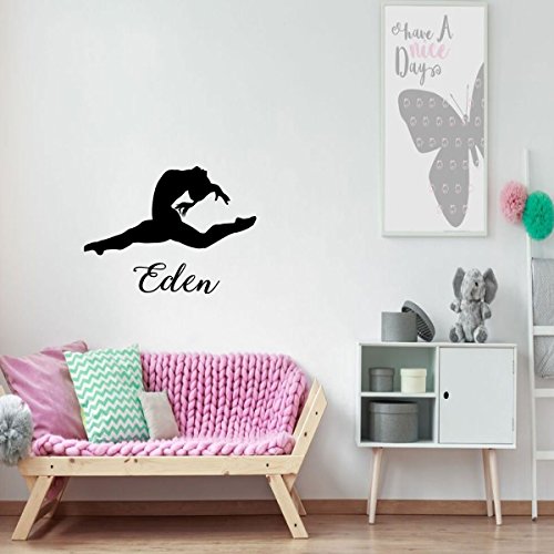 Gymnastic Wall Decal For Girls - Gymnast Silhouette With Customized Name Vinyl Design #TOP6
