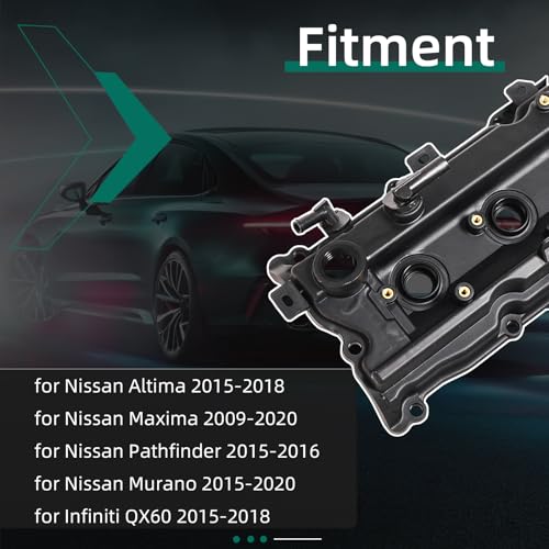Image of Valve Covers with Gasket & Bolts Fit for Nissan Altima 2015-2018, for Maxima 2009-2020, for Pathfinder 2015-2016, for Murano 2015-2020, for Infiniti QX60 Replace 13264-9N00A 13264-9N00B