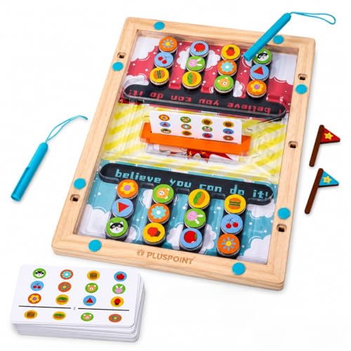Image of PLUSPOINT Battle Slide Puzzle Game - Magnetic Maze Board Game for Kids, Fine Motor Skill Sorting & Matching Montessori Learning Toy for Boys & Girls