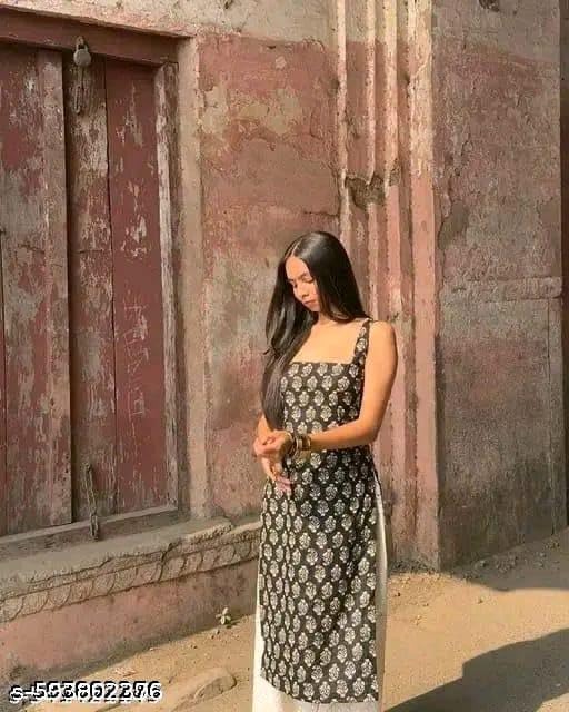 Image of Womens Rayon Sleeveless Square Neck Kurti Lightweight Ethnic Tunic for Summer Stylish Printed Kurta for Casual, Office
