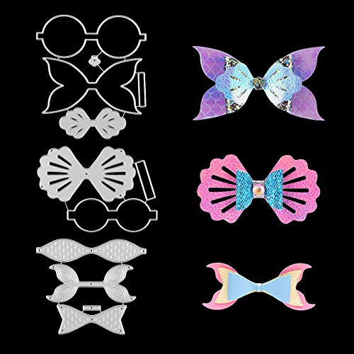 PARBEE Mermaid Seashell Bow Die Cuts Fish Scale Cutting Dies for Making Hair Bows Cardmaking Scrapbooking and DIY Crafts
