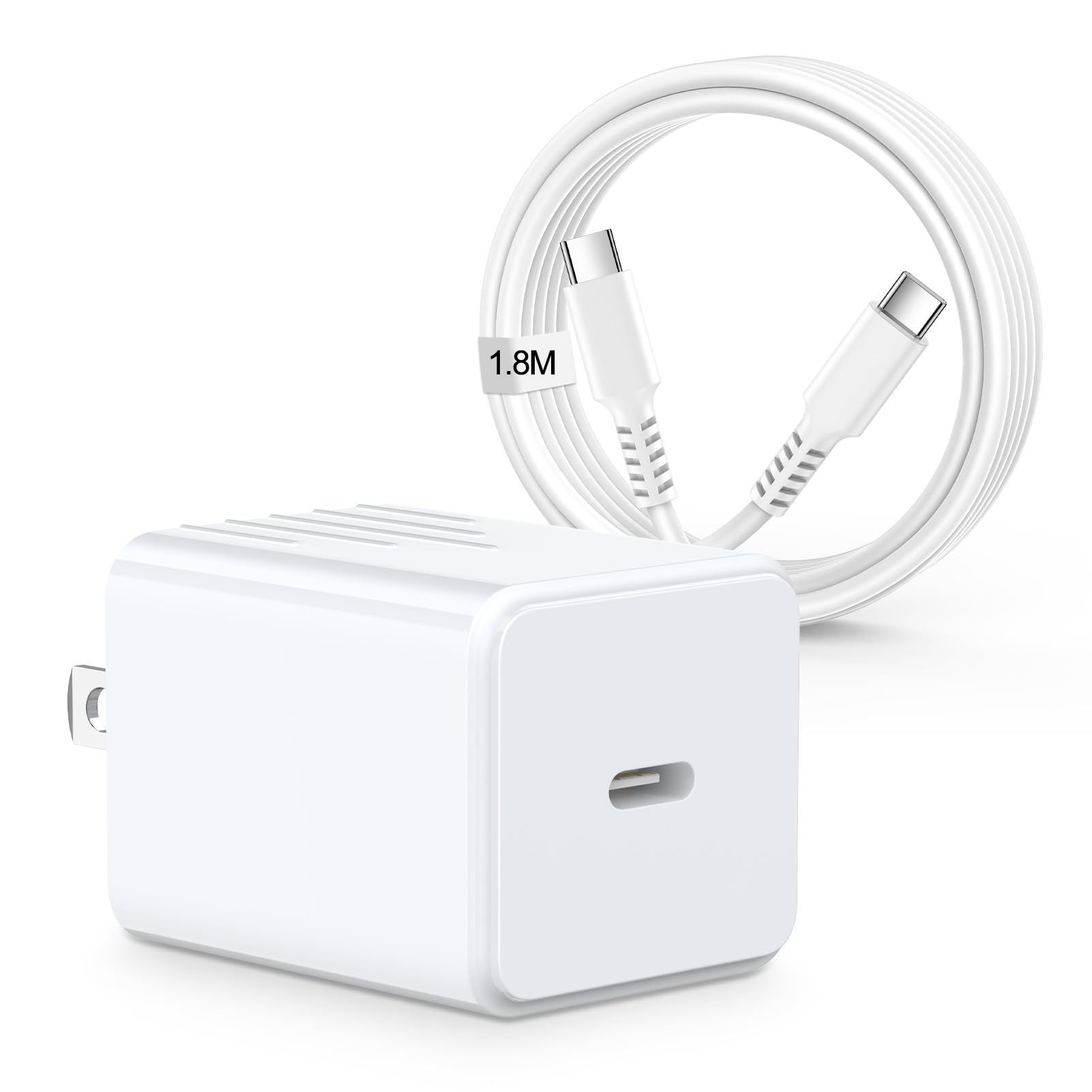 iPhone16 15充電器 PD 20W タイプc 充電器【PSE認証済み】USB-C to Cケーブル付き 1.8m 高耐久性 コンセント タイプc usb-c 急速充電 ACアダプター iPhone16 15シリーズ用 Galaxy S25 Pixel Android airpods max airpods4 その他type-c機器対応 （ホワイト）