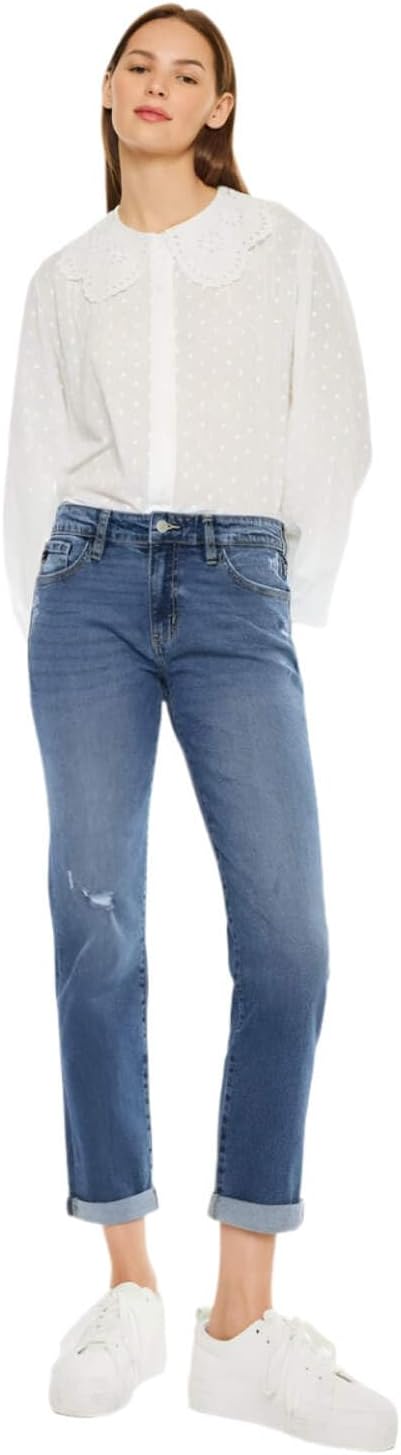 SALT TREE Kancan - Pamela Mid Rise Slim Straight Jean - Essential, KC20055D