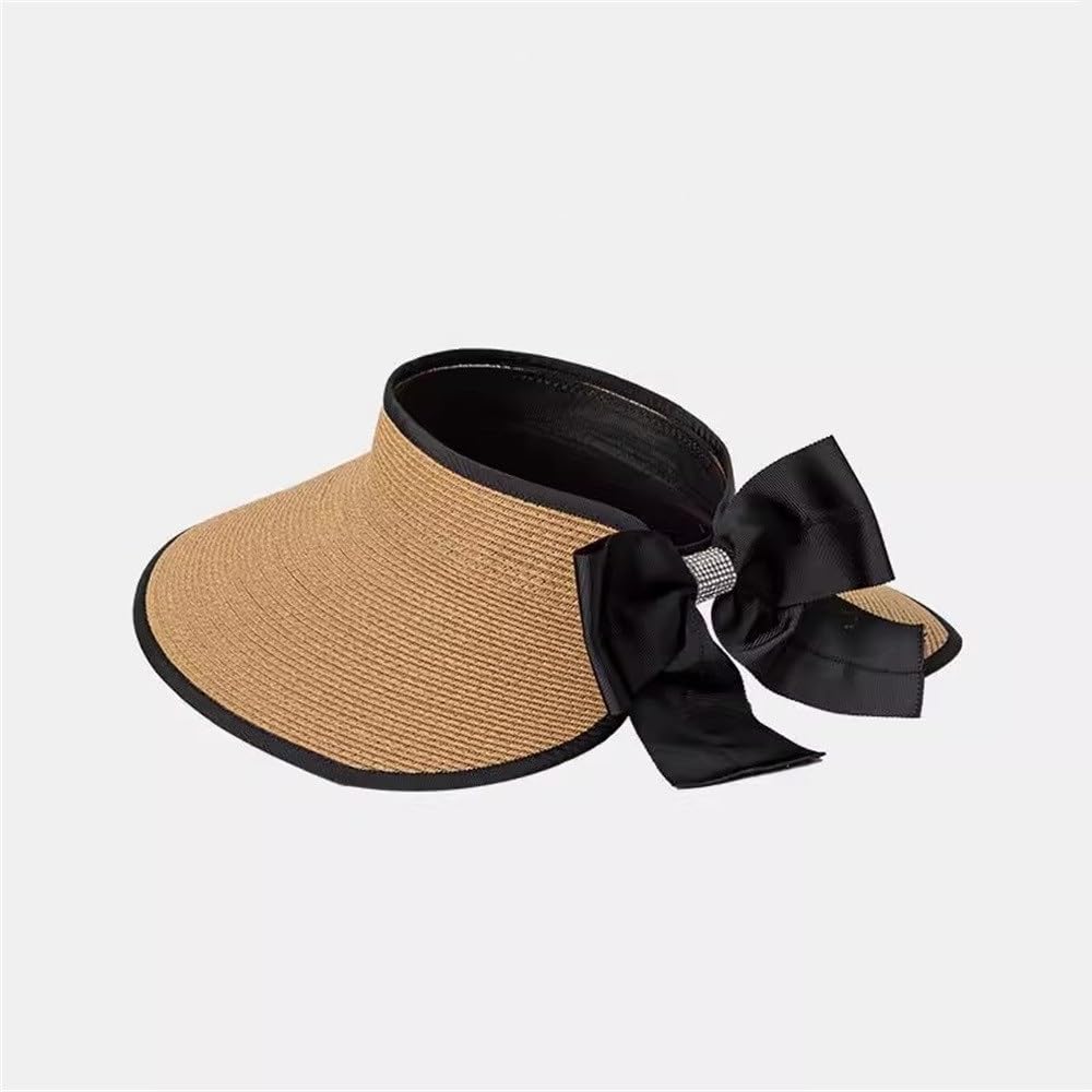 Visera Solar Mujer Sombrero de Paja Lateral Verano for Mujer, Sombrero Copa Hueco for el Sol para Pesca Correr
