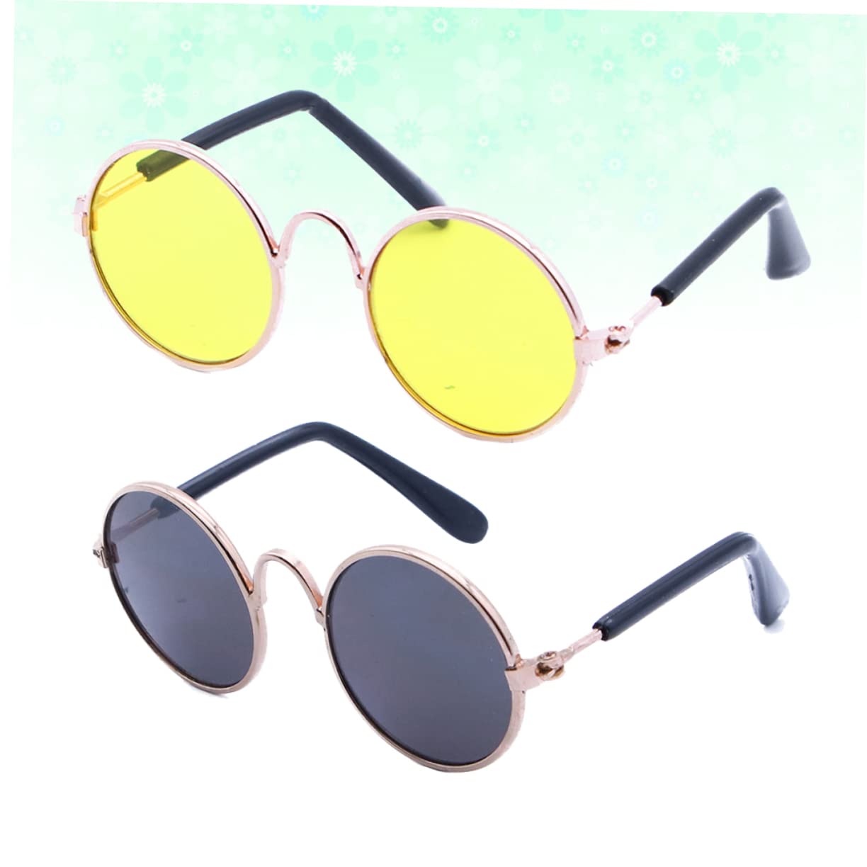 SUPVOX Cat and Dog Pet Sunglasses Sun Protection Funny Spoof Dog Glasses Lightweight Metal and Plastic Golden Frame