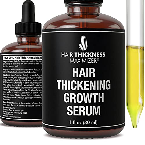 Hair Growth Serum – Hair Loss Prevention Treatment by Hair Thickness Maximizer. Best Natural Oils For Thinning Hair. Replenish Hair Follicles for Men, Women. Thickening Leave In Conditioner Serum 1oz
