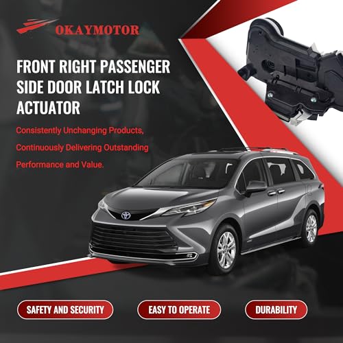 Image of OKAY MOTOR 69030-02380 Front Right Passenger Side Door Latch Lock Actuator for 2014-2023 Toyota Sienna RAV4 Prime Highlander Corolla Cross Camry & Lexus ES250 ES350 RX350 RX350 69030-53120 6903002380