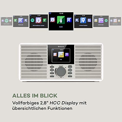 auna IR-260 Internetradio - WLAN Radio mit DAB+ & UKW Tuner, Webradio mit Stereo-Lautsprecher, 2,8" HCC Display, Spotify Connect, BT, USB, UPnP, DLNA, unterstützte Dateiformate: WMA, MP3, weiß – Bild 7