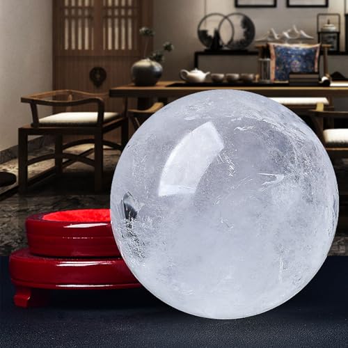 Esfera de cuarzo blanco con base de madera auténtica para decoración de interiores 3