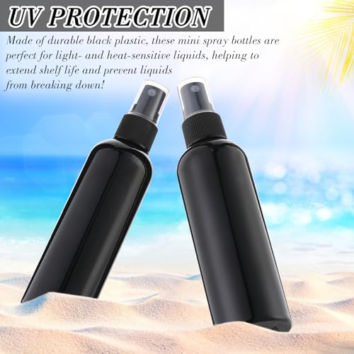 Kigley 100 Pcs Small Spray Bottle Bulk 4 oz Plastic Empty Mist Spray Bottles for Essential Oils Fine Mist Sprayer Reusable Refillable Portable Travel Containers for Perfume Cleaning Samples(Black)4