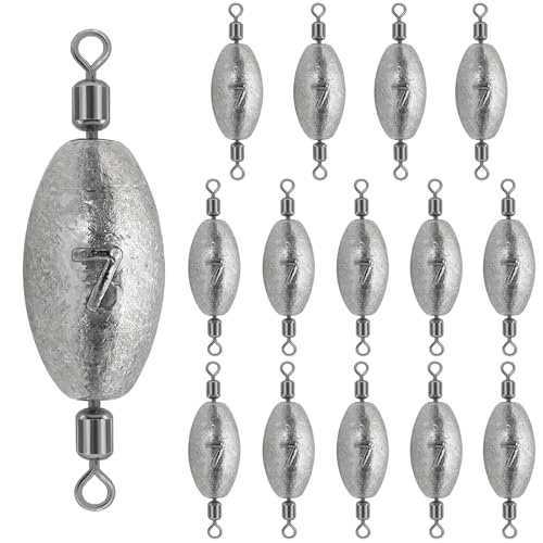 15Pcs Fishing Weights Sinkers Inline Trolling Sinkers with Inner Swivels