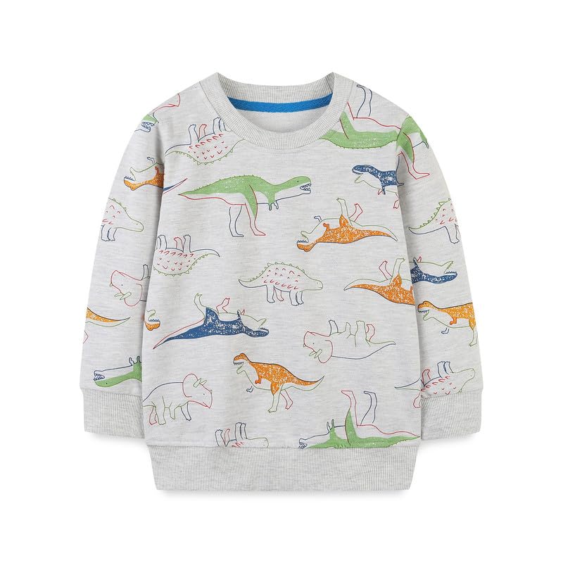 Toddler Boy Sweatshirt Dinosaur Sweater Shirts Crewneck Pullover Cotton Graphic Tops