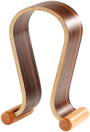 Kopfhörerständer: Eleganter Kopfhörer-Ständer aus Echtholz in dunkler Zebrano-Optik (Kopfhörerhalterung)