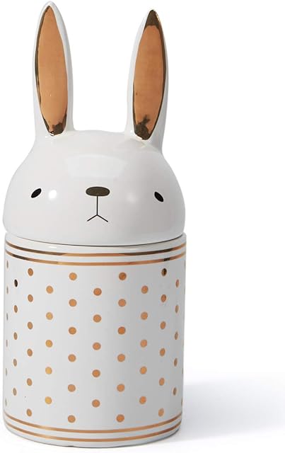 Amoy-Art Cookie Jar Storage Rabbit Gifts Decorative Canister Ceramic Candy Dish Home Decor 20cm