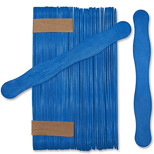 Wooden Blue 8" Fan Handles, Wedding Programs, Paint Mixing, Pack 50, Jumbo Craft Popsicle Sticks for Auction Bid Paddles, Wooden Wavy Flat Stems for Any DIY Crafting Supplies Kit, by Woodpeckers