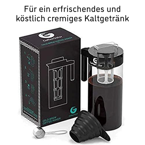 Coffee Gator Cold Brew Kaffeebereiter – 1.4 Liter (47 oz) Eiskaffeekanne mit Borosilikatglaskaraffe und Filter - auch für heißen Tee – Ansicht 3