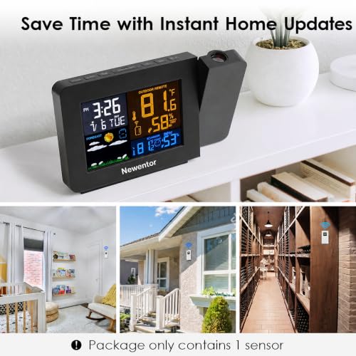 Newentor Projection Alarm Clock, Atomic Clock Weather Station for Bedroom - Image 5