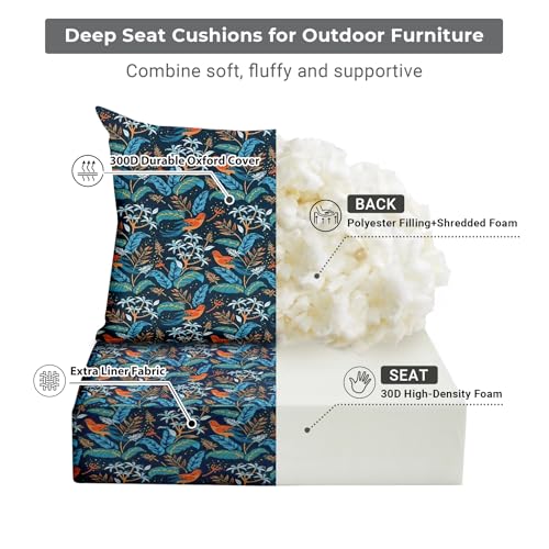 Image of IPYNBAP Outdoor Cushions for Patio Furniture,Outdoor Seat Cushion Set 24 x 24 x 5.75 Inch,Waterproof & Fade Resistant Outdoor Chair Cushions,Deep Patio Chair Cushion with Removable Cover,Nightingale