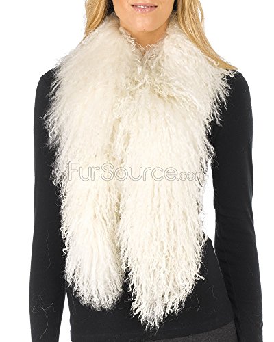 Long Mongolian Lamb Fur Scarf - Ivory2