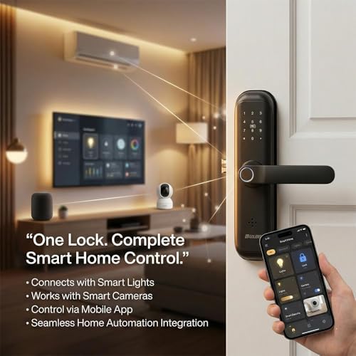 Image of Golens FullGuard X3Pro Smart Door Lock 9-in-1 Access Unique Chime + Bell Switch Unlocking Visitor Friendly, WiFi + Bluetooth, Fingerprint, PIN, RFID, OTP, App, Mechanical Key