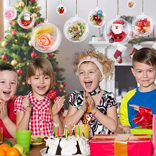 N&T Nieting Fillable Christmas Ornaments, 20Pcs 2 Inch Clear Plastic Ball Ornament With Foam Balls And Rope, Diy Baubles Fillable For Christmas Wedding Party Holiday Decoration #TOP4