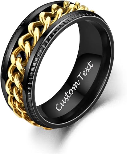 Miniatura 9 de Anillos giratorios personalizados de acero inoxidable para mujeres y hombres, anillos de anillo giratorio de oro para aliviar el estrés, la