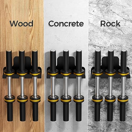 Image of JNIHEEP Olympic Barbell Hanger,Garage Gym Bar Wall Rack,Vertical Barbell Mount Rack,Black Powder Coated,Space Saving Commercial or Home Gym Accessory,Holds Under 33mm Bar Size