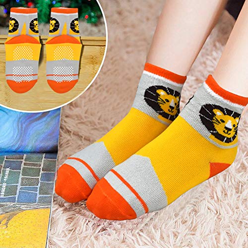 Image of Tphon 12 Pairs Toddler Non Skid Socks with Grips Anti Slip Bottom, Cotton Non Slip Ankle Crew Socks for Boys, Girls, Kids(1-7Years)