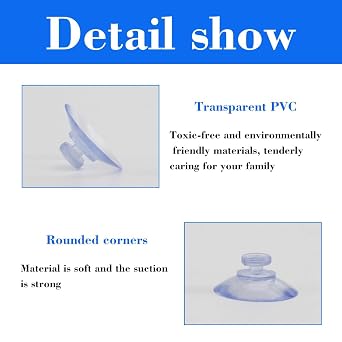20 Pieces Suction Cups, Transparent Suction Cup, Small Glass Suckers, Window Suckers for Glass, Strong Glass & Tile Suckers for Car, Window, Kitchen, Bathroom Decor (20 mm)