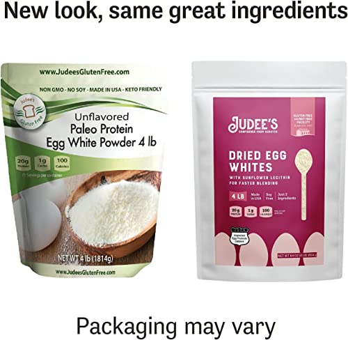 Judee’s Unflavored Egg White Protein Powder For Fast Blending 4 Lb - 100% Non-Gmo, Keto-Friendly, Pasteurized - Dairy-Free, Soy-Free, Paleo-Friendly, Gluten-Free And Nut-Free - Made In Usa #TOP2