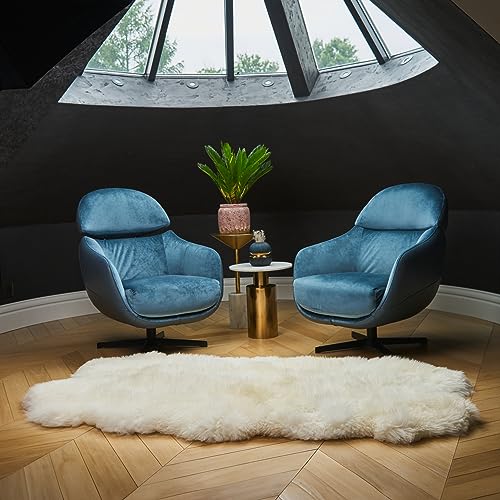 Lammfell Weiß 110-120 cm - Weich Schaffell Echt - Natürliche Teppich Wohnzimmer - Flauschig - Deko Fell Schlafzimmer - Naturfell