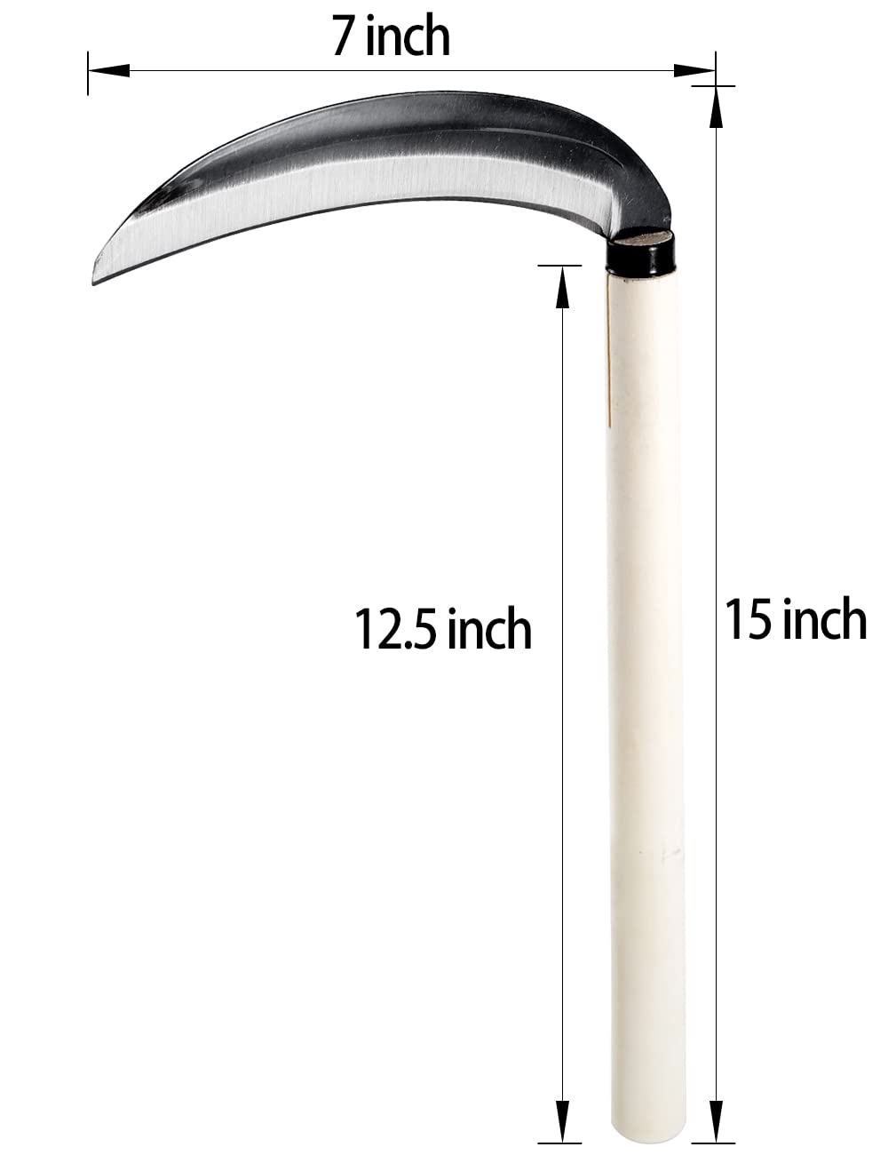 TOYPOPOR Sierp do trawy ze stali węglowej, 38 cm, japońskie ogrodnictwo, narzędzie ręczne do hodowli, narzędzie do usuwania chwastów, nóż do koszenia, ręczny nóż do koszenia, grube ostrze ogrodnicze