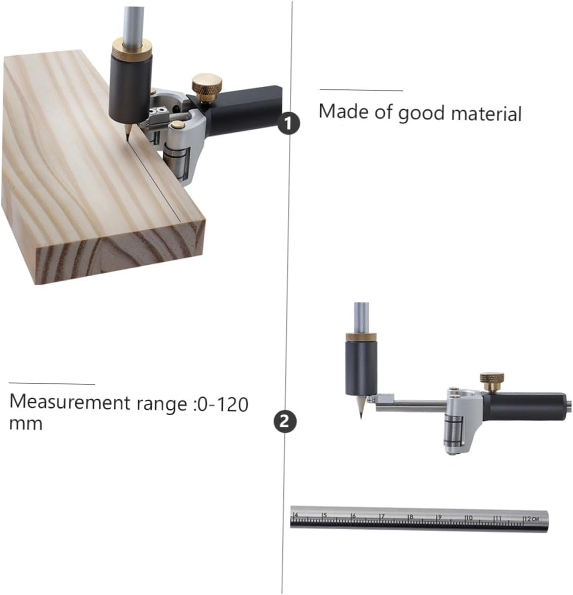 WOONEKY Adjustable One Scribing Tool Curved Parallel Line Multifunctional Handheld Scriber for Woodworking Accurate Measurement Portable Outdoor Gadget Random Color