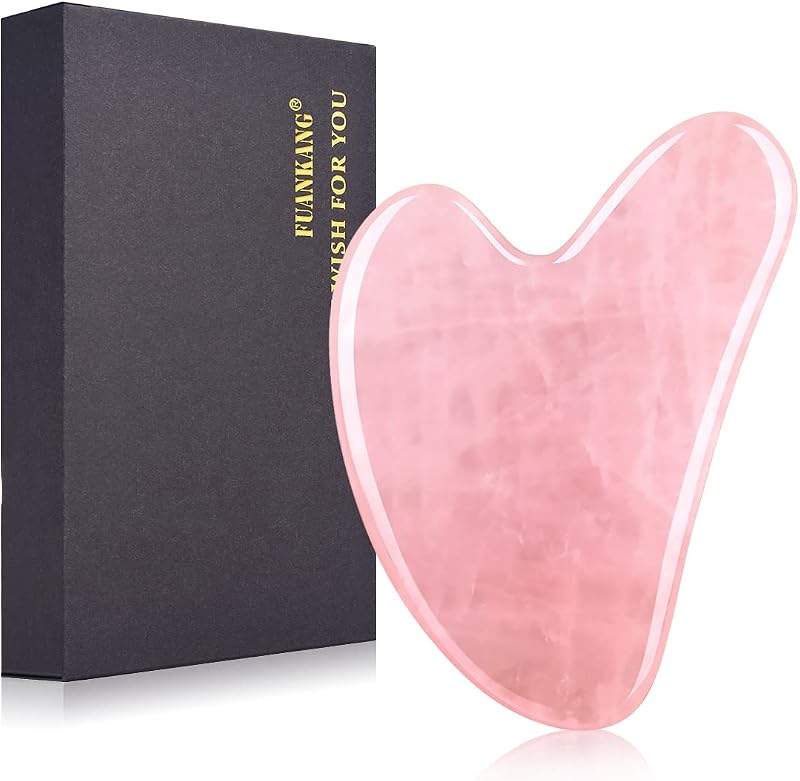 Ferramenta Gua Sha Facial FUANKANG em Quartzo Rosa