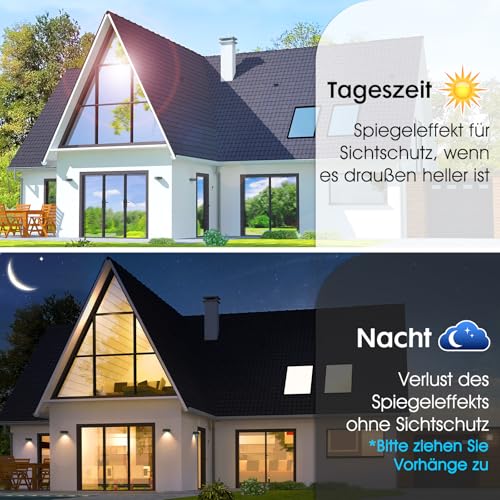 Image of rabbitgoo Window Privacy Film One Way Window Tint for Home, Removable Reflective Heat Sun Blocking Anti UV Glass Door Covering, Mirror Tinting Film House Office, 17.5 Inch X 13.1 Feet, Silver