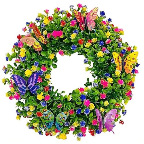 Couronne de fleurs decoration de printemps chaleureuse pour mur