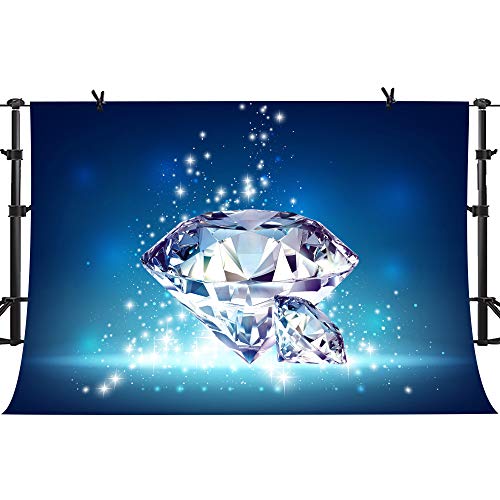 PHMOJEN Twinkle Silver Diamond Backdrop Navy Blue Photography Background for Wedding Theme Party Vinyl 10x7ft Banner LYPH283