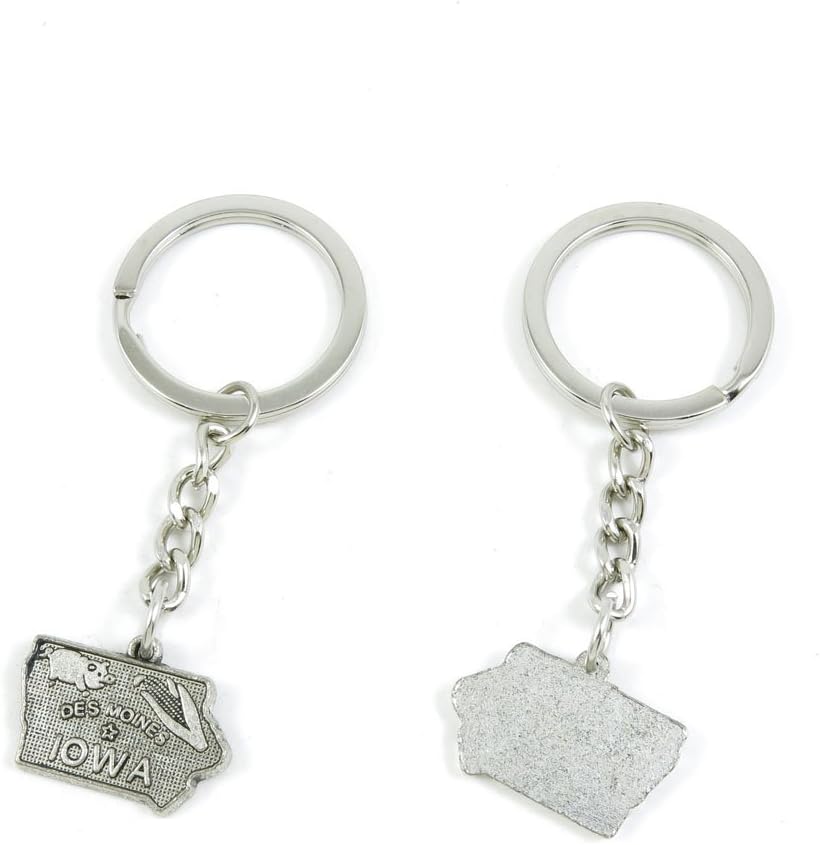 40 Pieces Keyring Keychain Keytag Key Ring Chain Tag Door Car Wholesale Jewelry Making Charms M5UE2 Iowa Map Tags