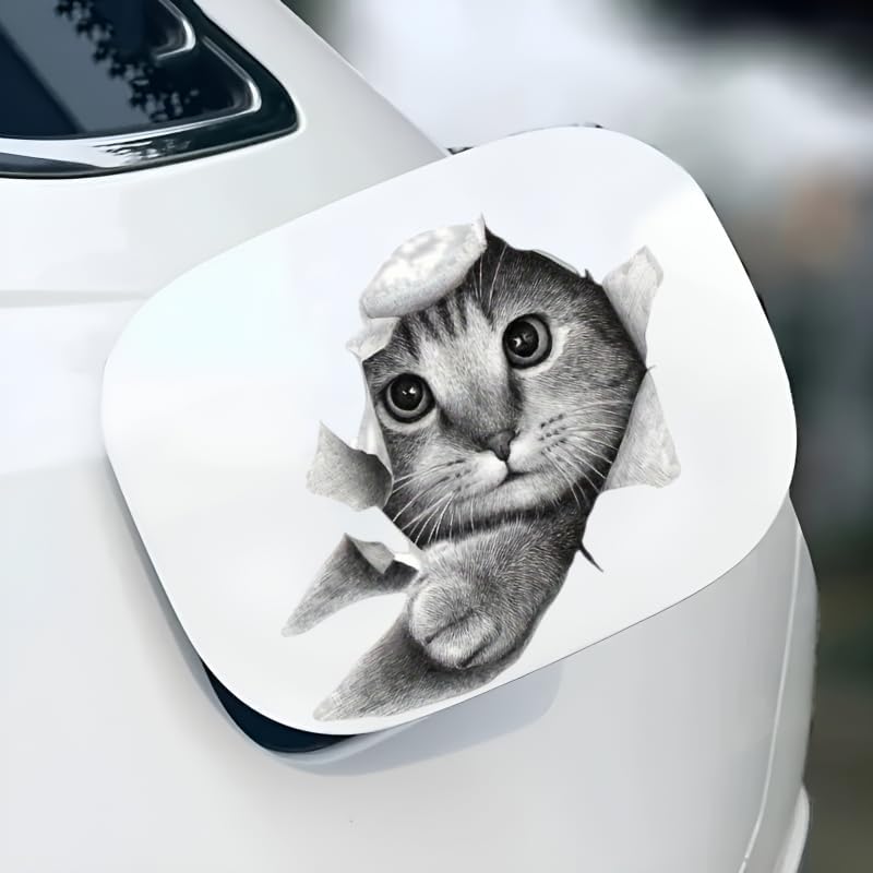 3D Peek-a-Boo Cat Stickers 5.5-Inch 2-Pack, Glossy Vinyl Car Stickers Car Decals, Easy Self-Adhesive Bumper Stickers, Durable Decals for Vehicles, Laptops, Walls - Image 5