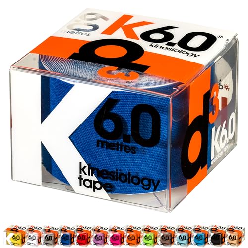d3 K6.0 Kinesiology Tape - 50mm x 6m Latex-Free Hypoallergenic Ankle, Knee, Shoulder, Elbow Kinetic Physio Sports Medical Muscle Injury Strapping Support (Royal Blue, 1 Roll)