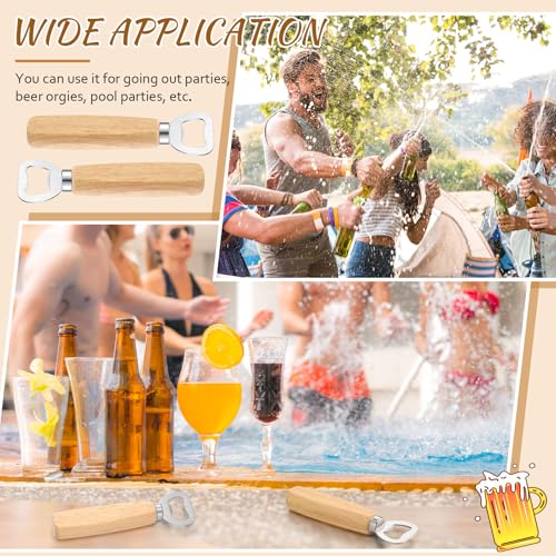 Lounsweer IF-LOUNSWEER-3266 72 Pcs Wood Wine Bottle Opener Stainless Steel Bottle Opener Wood Handheld Heavy Duty Bartender Bottle Openers Cider Bottle Opener Engraved Gift Set thumb #3