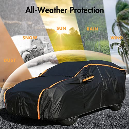 Aumotop Car Covers For Automobiles, Suv Full Exterior Covers Cars With Door Shape Zipper Rain Waterproof All Weather, Seal Skin Car Tarp Universal Fit For Indoor Outdoor Suv (191-205 In) Black #TOP1